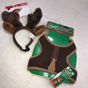 Reindeer Antlers Outfit Harness Christmas Dog Pet